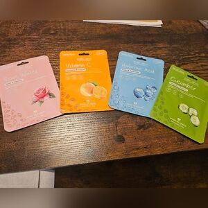 Nwt Skincare Mask Set -Rose Water-Hyaluronic Acid -Vitamin C- Cucumber